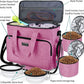 BAGLHER Dog Travel Bag, Pet Travel Bag (ALL Pet Travel Supplies), With 2 Pet Food Containers and 2 Collapsible Silicone Bowls; Essential Kits for Pet Travel Pink