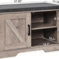 2-Tier Storage Bench, Shoe Bench with Padded Seat Cushion, Entryway Bench with 2 Barn Doors, Adjustable Shelf, 13.8" D x 27.6" W x 17.7" H, for Entryway, Living Room, Bedroom, Greige