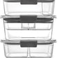 Rubbermaid Brilliance BPA-Free 3 Set Food Storage Containers with Lids, Removable Trays, Airtight, Leak-Proof, Ideal for Meal Prep, Lunch, and Leftovers