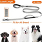 TwoEar 4FT 1IN Strong Gray Dog Leash with 2 Padded Handles, Traffic Handle Extra Control, Comfortable Soft Dual Handle, Auto Lock Hook, Reflective Walking Lead for Small Medium and Large Dogs