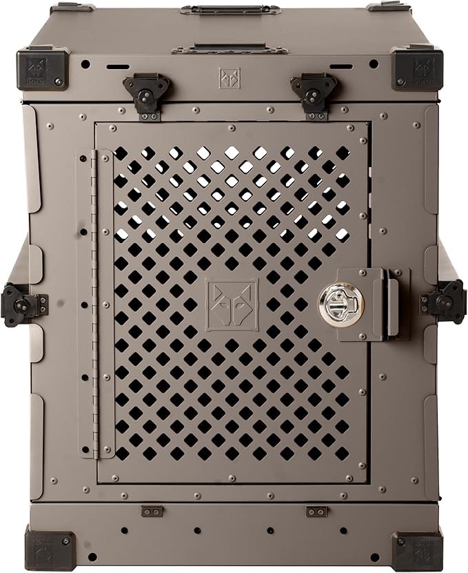 Impact Collapsible Dog Crate - Foldable Hard Crate for XXL Dogs - Heavy Duty Travel Kennel with Powder-Coated Aluminum - Quick Setup for Indoor & Outdoor (Gray, 48" (48" L x 27" W x 33" H))