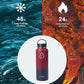 BUZIO 40 oz Water Bottle Insulated with Straw & 3 lid and Carrying Pouch, Leak Proof Anti-Slip Stainless Steel Water Flask Jug, Cold for 48 Hrs Double Vacuum Thermo Canteen, BPA-Free, Ruby Red Navy