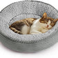 Love's cabin Round Donut Cat and Dog Cushion Bed, 20in Pet Bed for Cats or Small Dogs, Anti-Slip & Water-Resistant Bottom, Super Soft Durable Fabric Pet beds, Washable Luxury Bed Solid Grey Stripe