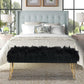 42.5 Inch Black Bedroom Bench, Benches for Bedroom White Faux Fur Upholstered Bed end Bench, Tufting Ottoman Bench Indoor Bench with Metal Legs for Living Room Bedroom Entryway, Black