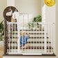 Cumbor 29.7-46" Baby Gate for Stairs, Toddler Safety Essentials for The House, Auto Close Dog Gate for Doorways, Mom's Choice Awards Winner-Easy Install Pressure Mounted Pet Gates for Dogs, White