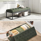 SONGMICS Velvet Storage Ottoman Bench, Foot Rest with Legs, 15.7 x 43 x 15.7 Inches, End of Bed Bench, Storage Chest, Load up to 660 lb, for Living Room, Bedroom, Entryway, Forest Green ULSF089C01