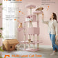 Feandrea Cat Tree, 81.1-Inch Large Cat Tower with 13 Scratching Posts, 2 Perches, 2 Caves, Basket, Hammock, Pompoms, Multi-Level Plush Cat Condo for Indoor Cats, Jelly Pink UPCT190P01
