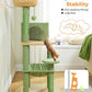 Cactus Cat Tree for Indoor Cats, 45.7" Multi-Level Cat Tower with Large Metal Frame Hammock, Cat Condo with 4 Scratching Posts and Top Perch, Green
