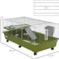 PawHut 47" L Small Animal Cage, Rolling Bunny Cage, Guinea Pig Cage with Food Dish, Water Bottle, Hay Feeder, Platform, Ramp for Chinchilla, Green