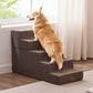 Made4Pets Dog Stairs for High Bed, Extra Wide Pet Stairs for Bed Couch Sofa, 35D Foam Pet Steps for Small Dogs and Cats, Non-Slip Bottom Dog Steps, Brown, 5 Steps