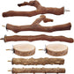 7-Piece Bird Perch Set: 3 Grapevine Paw Grinding Forks, 2 Wood Stands & 2 Hammocks - Cage Accessories for Parakeets, Cockatiels, Conures, Budgies