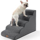 Extra Wide Dog Stairs 19.7" Width, Large Pet Step for Small Medium Dog, Puppy or Cat, Ramp for High Bed or Car, High Density Foam Ladder, Stable, 5 Step, 19.7x33x22.4 in, Dark Grey
