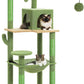PETEPELA 56.3'' Tall Cat Tree for Indoor Cats, Cactus Cat Tower with Super Large Hammock (20''X16''), Sisal Covered Scratching Posts, Cozy Condo and Top Perch Green