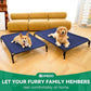 Elevated Dog Bed Raised Outdoor Dog Cot for Extra Large Dogs, Installation Requires No Tools, Frame with Washable Cooling Breathable Mesh Anti-Slip Feet, Indoor Pet Bed, Blue, 48.8 Inches