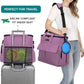 Modoker Dog Food Tote Bag, Airline Approved Pet Gear Travel Set Portable Diaper Accessories Organizer with 2 Food Storage Containers, 2 Collapsible Bowls, 1 Feeding Mat (Pink)