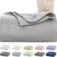 Cloud Scape Linen 100% Cotton Queen Size Blanket, Herringbone Pattern, Lightweight Summer Blanket,Best Gifts for Women, fits Full Size Bed, 92 x 92, Light Grey