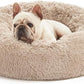 Love's Cabin Calming Dog & Cat Bed, Anti-Anxiety Donut Round for Indoor Cats, Small Medium Dogs, Fluffy Warming Pet Bed, Beige Taupe 20"/24"