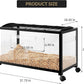 Large Metal Hamster Enclosure Rat Cage with 360 Viewing Acrylic Sides, Ventilated Front Door & Openable Top, Portable Hamster Tank for Guinea Pig, Chinchilla, Gerbil, 37.8''Lx18.5''Wx20''H Black