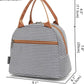 FlowFly Insulated Lunch Cooler Bag - Tote Bag Organizer for Women/Men, White&Black Stripe