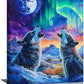 Wolf Wall Art Wolves Canvas Wall Decor Prints Framed Painting Aurora Pictures Gifts Artwork for Bathroom Bedroom Living Dining 12"x16"