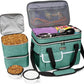 BAGLHER Dog Travel Bag for Supplies - Double-Layer Airline Approved Weekend Pet Travel Organizer Set for Dog and Cat Tote with 2 Pet Food Containers and 2 Collapsible Silicone Bowls Green