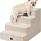 EHEYCIGA Dog Stairs for Bed 20" H, 4-Step Extra Wide Dog Steps for High Bed, Pet Steps for Small Dogs and Cats, Non-Slip Balanced Pet Ramp Indoor, Beige