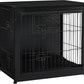 DWANTON Dog Crate Furniture with Cushion, Wooden Kennel Table with Double Doors, Indoor Dog House, Small/Medium/Large Size, 27.2" L, Black