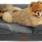 Bedsure Small Orthopedic Dog Bed - Washable Bolster Dog Sofa Beds for Small Dogs, Supportive Foam Pet Couch Bed with Removable Washable Cover, Waterproof Lining and Nonskid Bottom Couch, Dark Grey