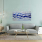 SYGALLERIER Abstract Coastal Metal Wall Art Handcrafted Big 3D Blue and Silver Artwork Modern Sea Waves Pictures Contemporary Sculpture for Living Room Bedroom Bathroom Decor
