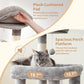 Heybly Heavy Duty Cat Tree, 71-Inch Tall Tower for Large Maine Coon with Extra-Large Baseboard, Cat Condo Furniture with Multi-Level Platforms, 2 Hammocks and 12 Scratching Posts, Light Gray HCT037W