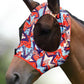Harrison Howard Super Comfort Stretchy Fitting Horse Fly Mask with UV Protection Soft on Skin with Breathability Orange Geo Print Full Size