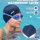 Aegend Fabric Swim Cap, Silicone Waterproof Layer - Breathable Cloth Swimming Cap, Keep Hair Dry with Hight Elasticity for Youth(8-16) Adult, 2 Sizes to Choose