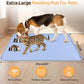 Dog Food Mat, Extra Large 40" x 28" Silicone Pet Feeding Mat with Raised Edge Pet Placemat for Small, Medium, and Large Pets Non-Slip, Easy to Clean (Blue)