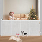 Pawtners Retractable Baby Gates Extra Wide, 41" Tall Extends up to 71" Wide, Dog Gate Indoor with for Stairs, Pet Gate with Support Rods for Doorways Hallways Indoor & Outdoor-White
