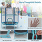 GYMAX 5FT Trampoline for Kids, ASTM Approved with Safety Net & Kitten Trapeze Rings, Indoor/Outdoor