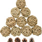 10 Pcs Small Animals Play Balls Rolling Activity Chew Toys Gnawing Treats for Rabbits Guinea Pigs Chinchilla Bunny Natural Balls, Pet Cage Entertainment Accessories(10Pcs)