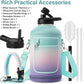 Insulated Water Bottle | Thickened Stainless Steel Vacuum Metal | Portable Sports Half Gallon Large Water Jug for Gym and Hiking with Straw, Carrier Bag, Handle Strap | BPA-Free 64 oz