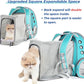 Lollimeow Cat Carrier Backpack, Bubble Expandable Backpack Carrier, Pets and Small Dogs,Airline-Approved, Designed for Travel, Hiking, Walking & Outdoor Use (Square Back Expandable-Green)