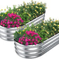 SnugNiture Galvanized Raised Garden Bed Outdoor, 2 Pcs 4x2x1ft Oval Metal Planter Box for Planting Plants Vegetables, Silver