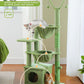 Cactus Cat Tree, 47.6" Cat Tower with 2 Metal Frame Hammock, Cat Scratching Post for Indoor Cats with 2 Removable Pompom Sticks for Kittens, Green