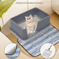 Stainless Steel Litter Box with Lid, 23.5" L x 15.8" W x 10.5" H, Large Metal Cat Box for Big Cats, High Sided Kitty Litter Box with Scoop & Pee Pads, Non-Sticky, Anti-Leakage, Easy to Clean (Gray)