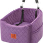 Dog Car Seat for Small Medium Dogs, Memory Foam Pet Booster Seat for Dogs up to 35 lbs, Elevated Dog Carseat, Travel Safety Bed with Washable Removable Cover and Storage Pockets (Purple)