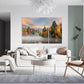 Nature Wall Art Prints - Ocean Forest Mountain Lake Canvas Landscapes - Small to Extra Large Living Room Bedroom Kitchen Bathroom Décor (Misty Fall Reflection, 55L" x 83W"- 3 Panels)
