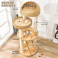 Big Modern Design Cat Tree Tower, Cat Tower Sisal-Covered Scratching Posts for Indoor Cats, Natural Oak Wood Cat Tree for Large Cats, Multi-Level Cat Condo with Sisal Staircase