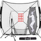 7'X7' Baseball Softball Practice Net,Pitching Net,Batting Net,with Baseball Tee,Bonus Strike Zone and Bow Frame,for Hitting,Pitching, Catching