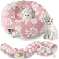 Cat Tunnel for Indoor Cats, Cute Peekaboo Cat Cave with Dangling Balls, Pet Donut Tunnel Bed with Circle Mat for Puppy Kitten Rabbit, Pink