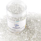 TWINKLING High Luster Round Fire Glass Stones, Marbles, Pebbles, Beads Gems for Fire Pit Vase Fillers Crafts Aquarium Garden Decoration, 3-6mm, 1-Pound Jar (Crystal)