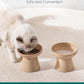 vancasso Ceramic Elevated Cat Bowls 2-Pack - 6.2" Extra Wide Raised Cat Food & Water Dishes, 5.1" Optimal Height Anti-Whisker Fatigue Shallow Bowls for Cats/Kittens/Dogs, Lead & Cadmium Free (Brown)