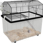 PawHut Hamster Cage, Gerbil Cage 2 Tier with Wheels, Deep Bottom, Ramp, Food Dish, Water Bottle, for Dwarf Hamster, Syrian Hamster, 57 x 43 x 57cm - Black