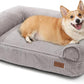 FUKUMARU Cute Dog Bed, Fluffy Dogs Couch with TPU Layer Keeping Lining Dry, Pet Sofa Medium Size Dog Easy to Care, Warm Cat Bed with Removable Zipper Cover, 36inch, Large, Light Grey